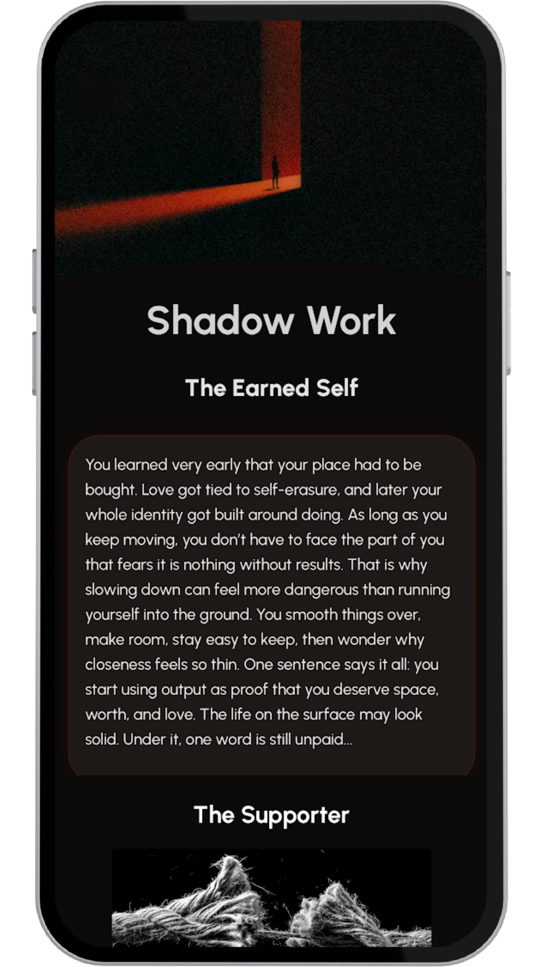 Mindberg Shadow Profile screen identifying unconscious patterns