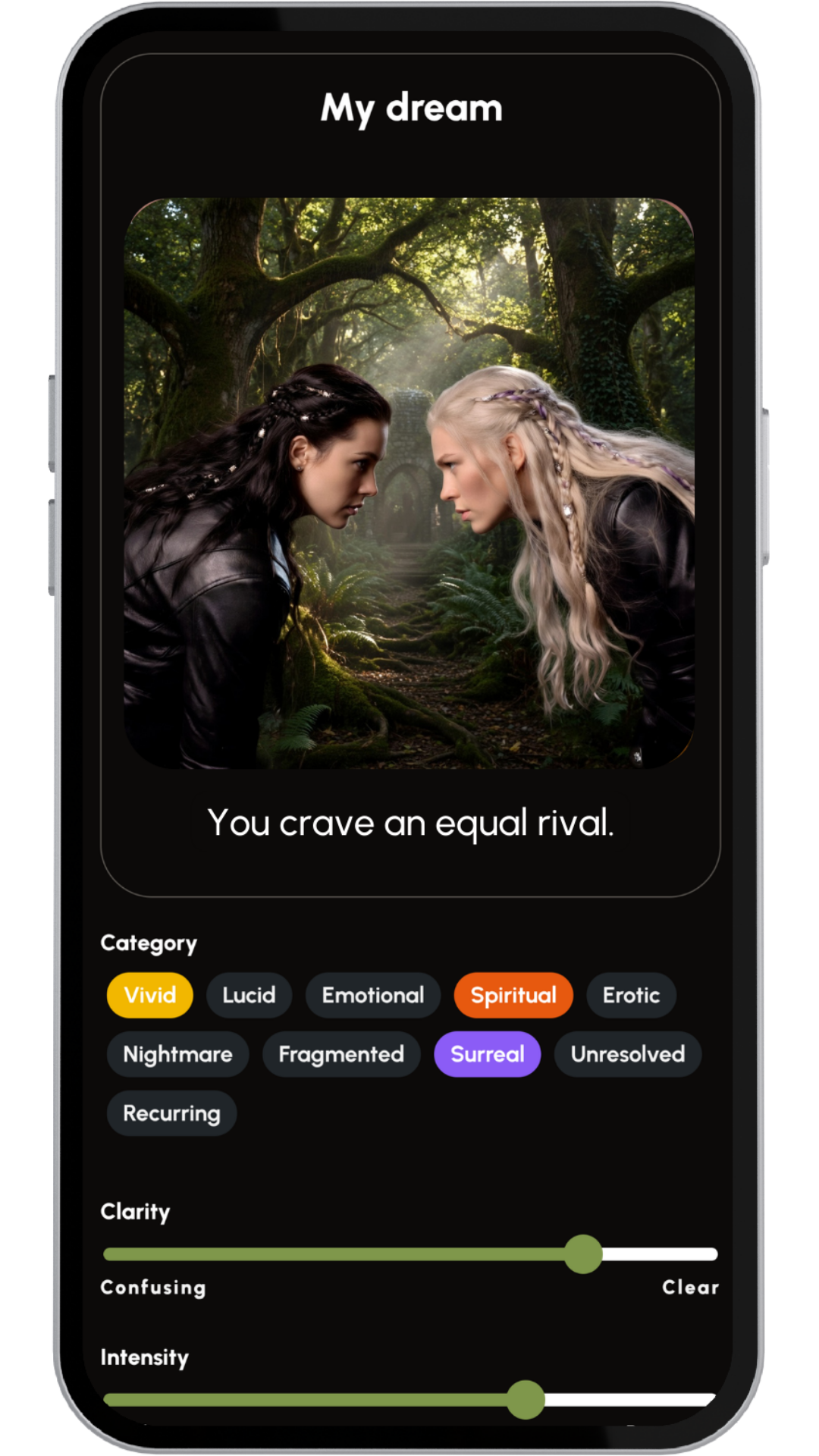 Mindberg Dream Interpretation screen for exploring dream symbols